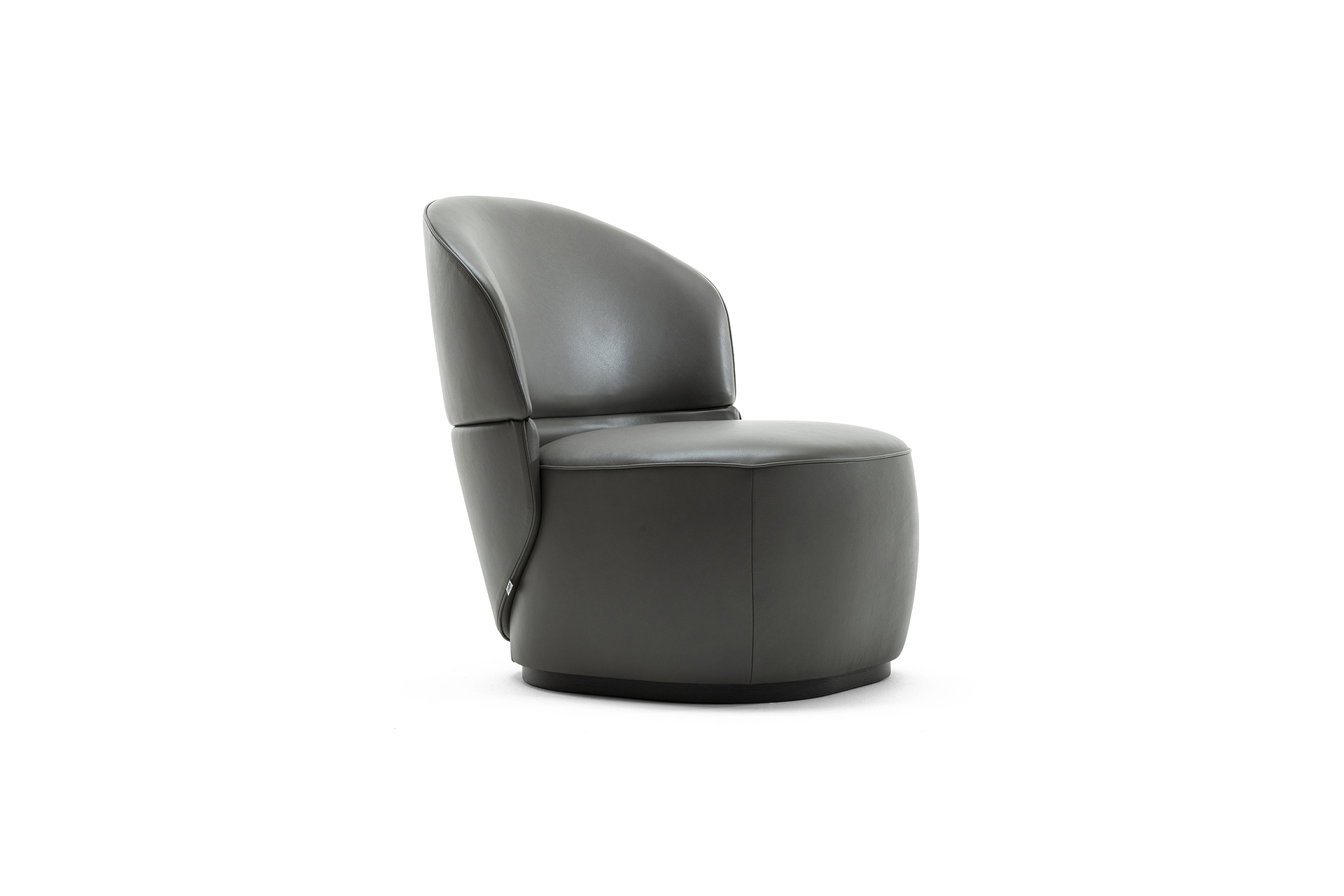 Zanaboni | Modern style armchair and pouf with a gray stained ash base
